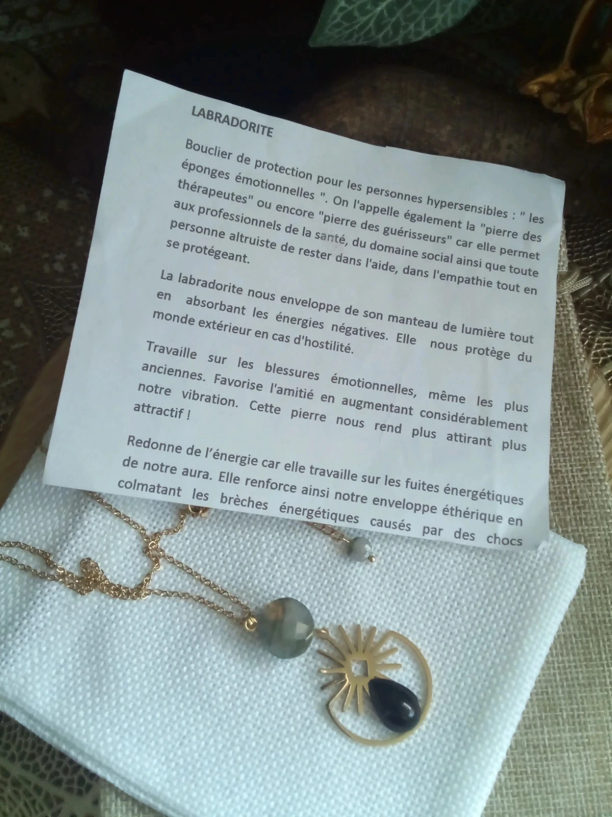 Collier protection pierres de labradorite et obsidienne – photo 3